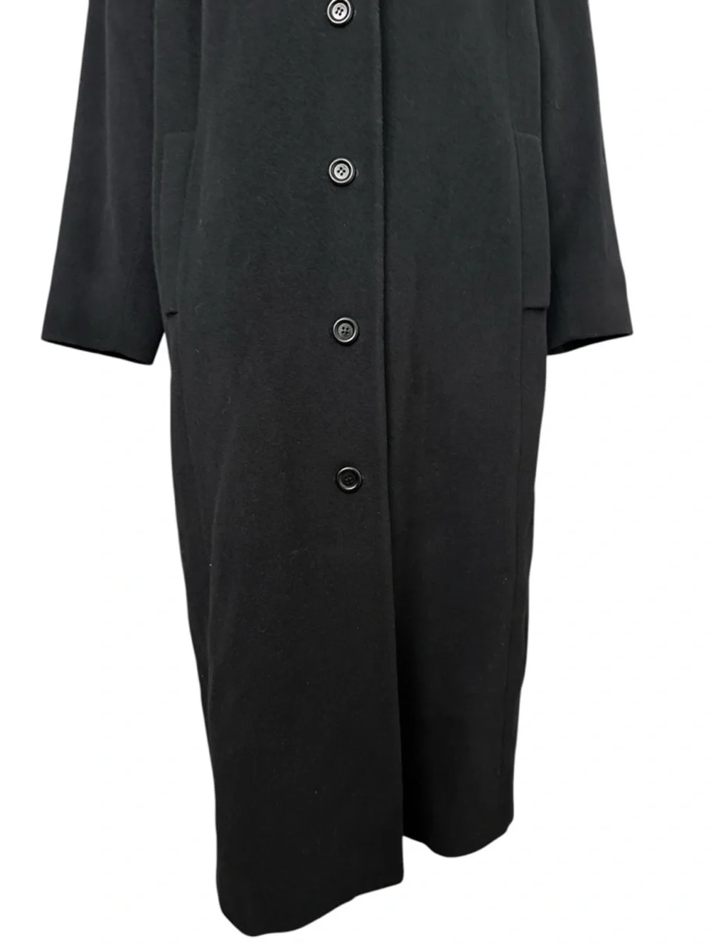L.L.Bean Wool Cashmere Overcoat Black Long Minimalist Classic Quiet Luxury 2X - Picture 5 of 15